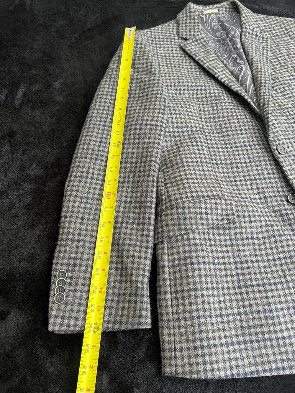 100% Wool Joseph Abboud Houndstooth Sport Coat - Gray & Blue